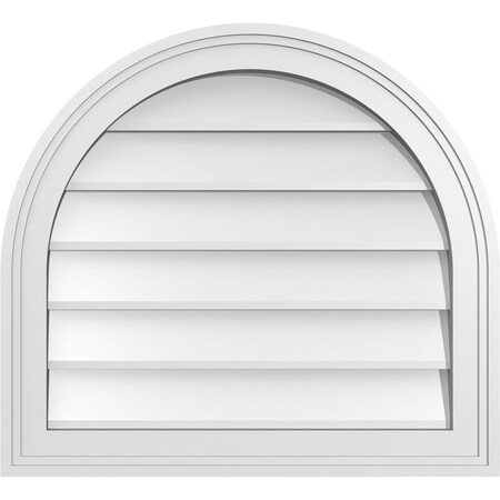 Ekena Millwork Round Top Surface Mount PVC Gable Vent w/ 2"W x 1-1/2"P Brickmould Frame, 22"W x 20"H GVPRT22X2002SN